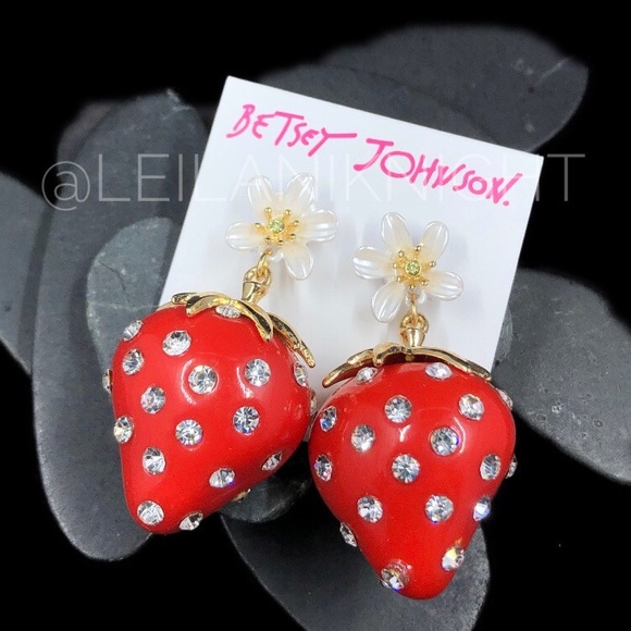 Betsey Johnson Berrylicious Strawberry Drop Earrings - Picture 12 of 16